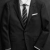 Luxury men’s suit ensemble flat lay black – GoGentleman