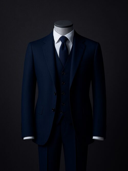 Luxury navy blue three-piece suit with vest – GoGentleman