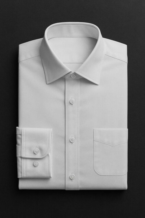 Premium white dress shirt neatly folded – GoGentleman