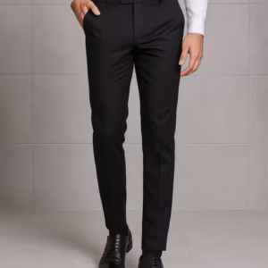 Men Slim Fit Flat-Front Trouser