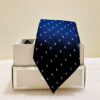 Premium Navy Blue Silk Tie with White Micro-Geometric Pattern for Mens