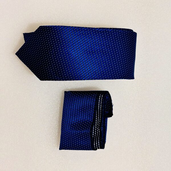 Men's Royal Blue Textured Silk Tie with Matching Pocket Square