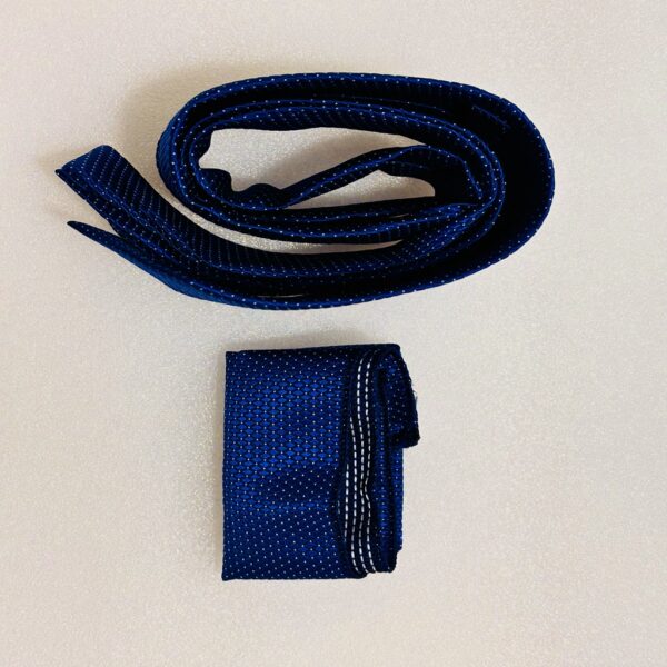 Men's Royal Blue Textured Silk Tie with Matching Pocket Square