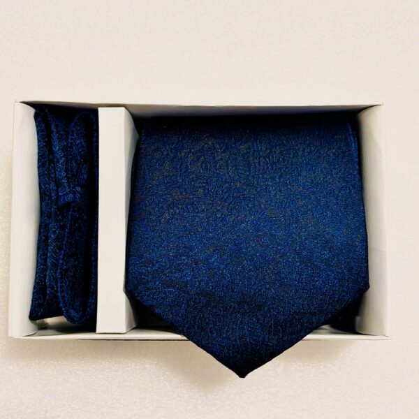 Premium Midnight Navy Blue Jacquard Paisley Tie